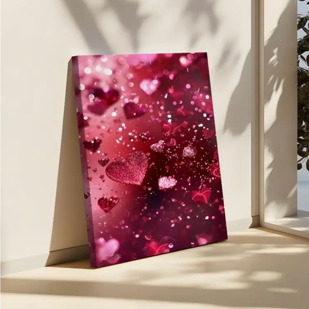 Heart Abstract Canvas Wall Art 8x12 Framed Romantic Modern Home Decor